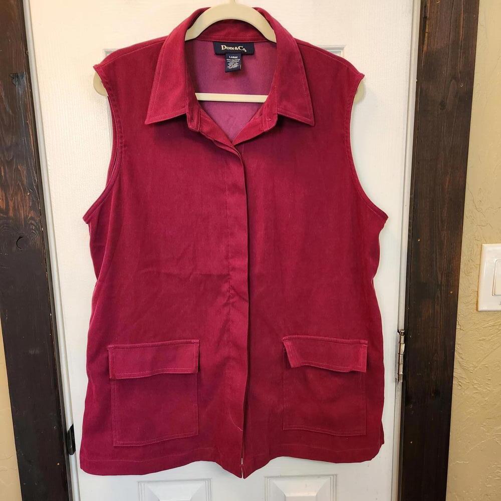 Denim & Co. Women's Sleeveless Suede Vest in Burgundy- Large NWOT